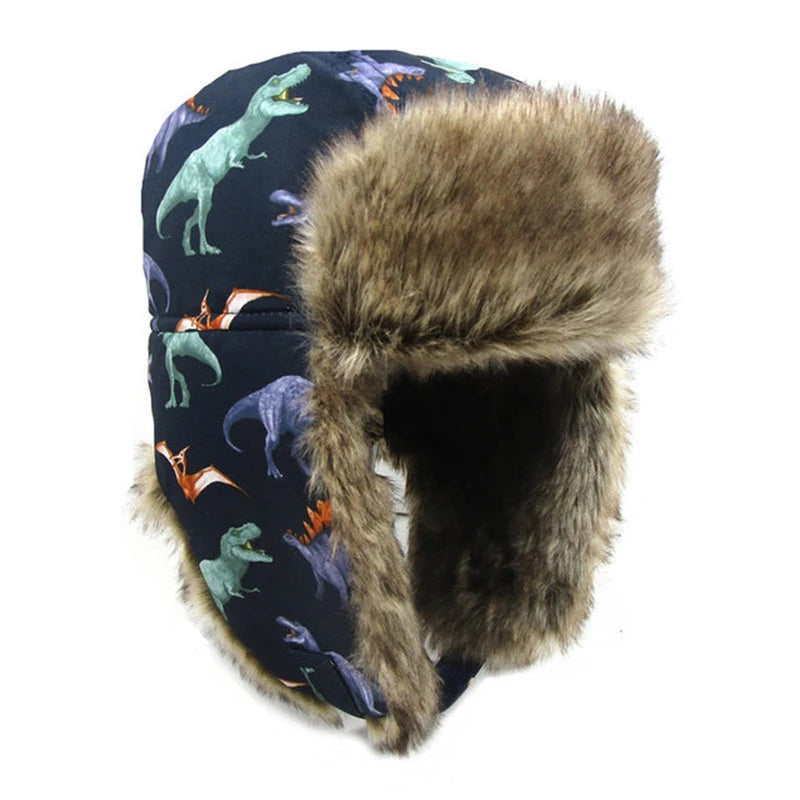 Winter Windproof Thick Warm Children Ushanka Snow Hats Soft Plush Bomber Hats Earflap Russian for Boys Girls Kids Aviator Cap