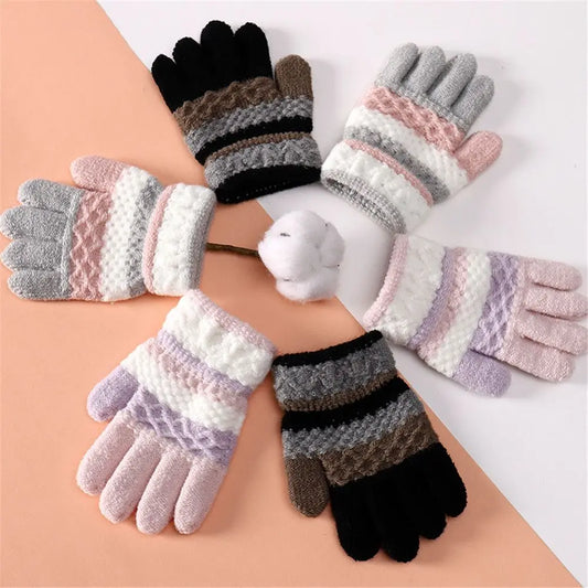 Winter Autumn Soft Knitted Baby Gloves Full Finger Gloves Kids Girls Boys Mittens Outdoor Children Gloves 3-6 Years