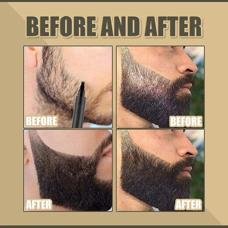 New Waterproof Beard Pen Beard Filler Pencil and Brush Beard Enhancer Lasting Repair Moustache Coloring Shaping Tools Man