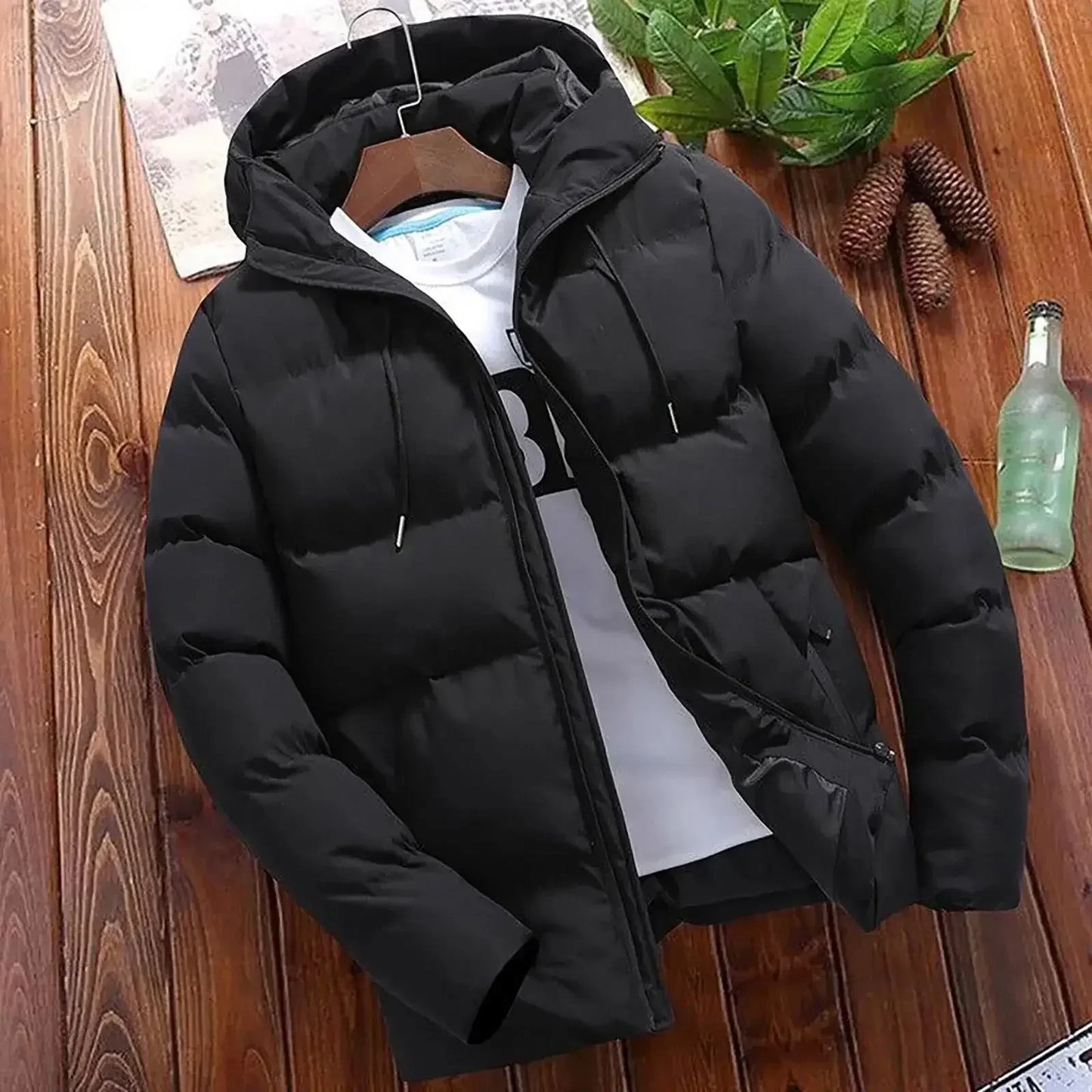 Men's Thick Puffer Hooded Jacket  Casual Warm Parkas Business Outfear Winter FashionTrendy Versatile 2024