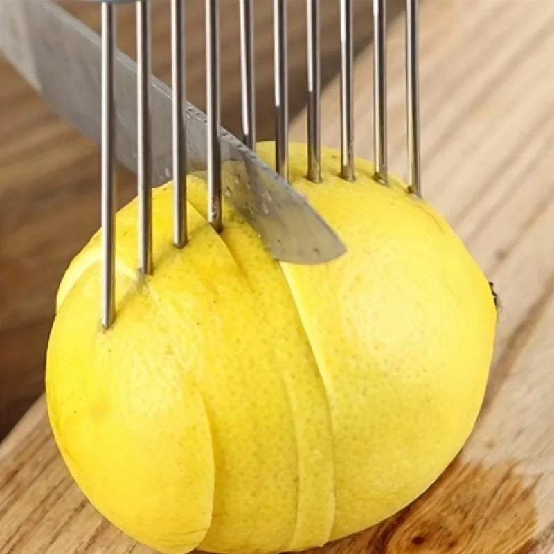 Stainless Steel Onion Needle Onion Fork Vegetables Fruit Slicer Tomato Cutter Cutting Safe Holder Kitchen Accessories Tool