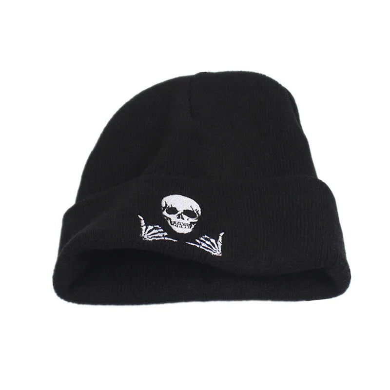 Winter solid beanie hat Warm cap Acrylic skeleton skull knitted hat Unisex men women skullies ski skullcap gorros