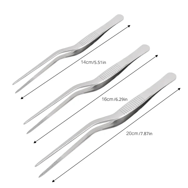 1Pcs Kitchen Tweezer Utensil BBQ Tweezer Food Clip Kitchen Bar Chief Tong Stainless Steel Portable for Picnic Barbecue Cooking