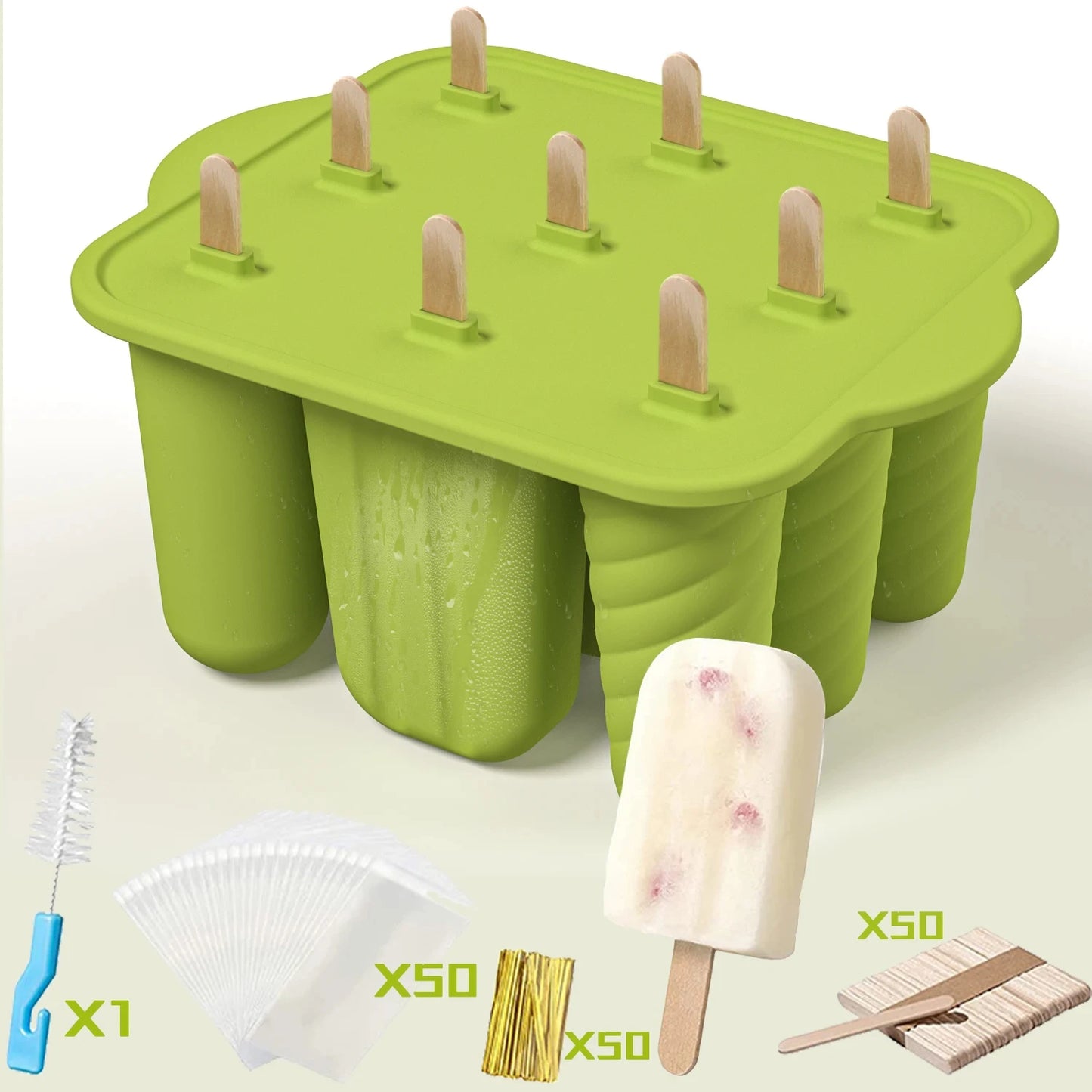 Summer DIY Ice Cream Tools With Wooden Sticks Silicone Popsicle Molds Kitchen Accessories Quench Thirst Snacks for Children