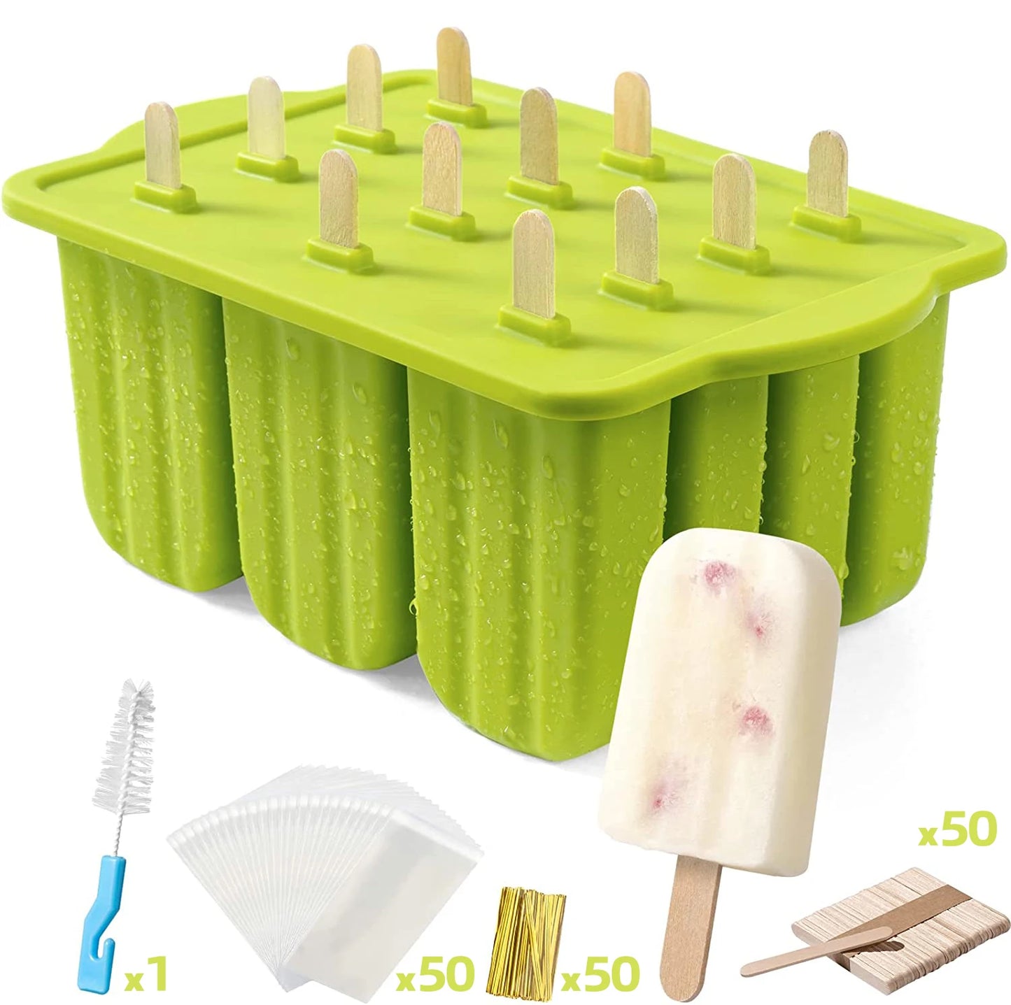 Summer DIY Ice Cream Tools With Wooden Sticks Silicone Popsicle Molds Kitchen Accessories Quench Thirst Snacks for Children