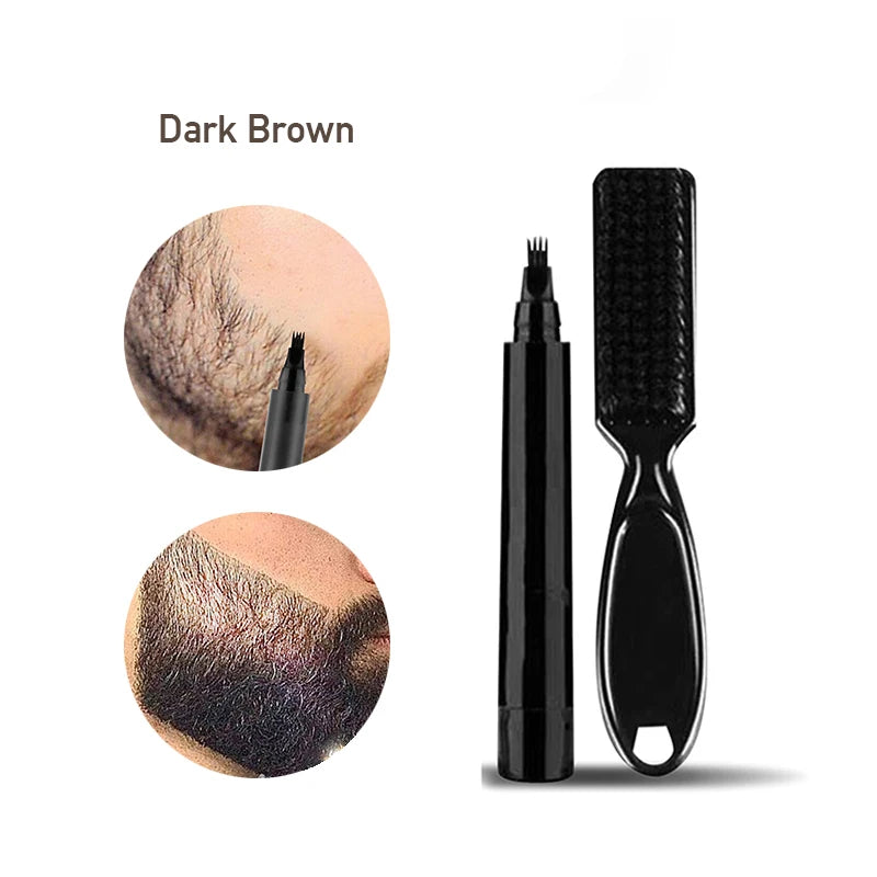 New Waterproof Beard Pen Beard Filler Pencil and Brush Beard Enhancer Lasting Repair Moustache Coloring Shaping Tools Man