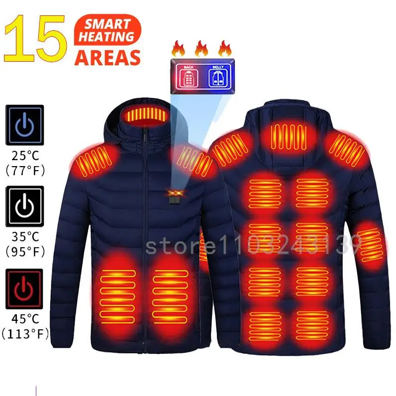 21 Areas Heated Jacket Mens Jacket Waterproof Heating Jacket Men Warm Winter Jackets Parkas Coat Heated Vest Tactical