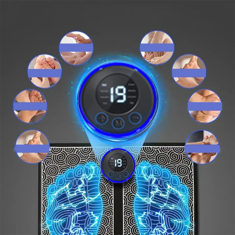 Foot Massager Foldable Portable Electric Massage Pad with Multiple Gear Adjustment for Body Relaxation Device Rechargeable