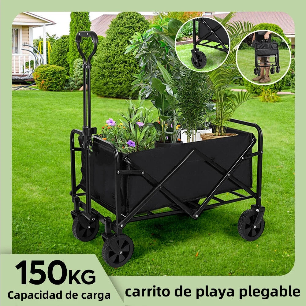 Heavy Duty Large Capacity Camping Wagon Cart Picnic Trolley Collapsible Wheeled Folding Cart Outdoor Utility Shopping Hand cart